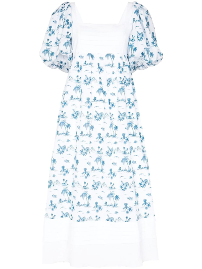 Masterpeace Tropical-print Maxi Dress In White