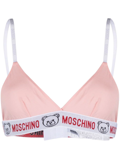 Moschino Logo-band Bra In Pink
