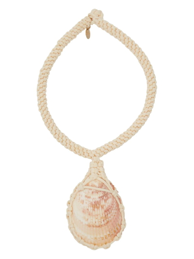 Chloé Neutral Larry Shell Pendant Necklace In Iconic Milk
