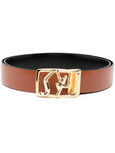 Ferragamo Logo-buckle Leather Belt In Brown