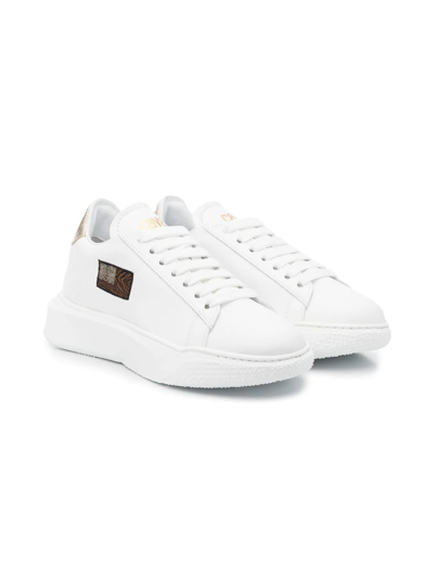 Roberto Cavalli Junior Kids' Chunky-sole Leather Trainers In White