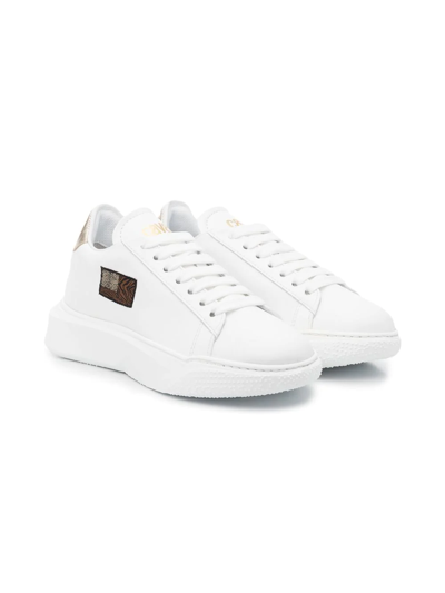 Roberto Cavalli Kids' Chunky-sole Leather Trainers In White