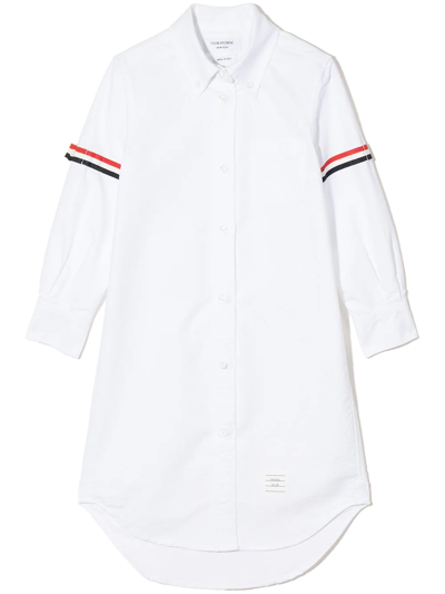 Thom Browne Kids White Oxford Armband Knee-length Shirt Dress