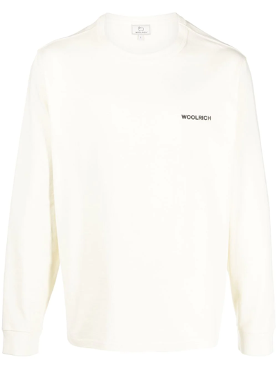 Woolrich Logo-print Cotton T-shirt In Neutrals