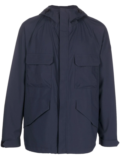 Woolrich Mountain Two-layers Hooded Jacket In Blue
