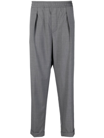 Woolrich Elasticated Waistband Slim-cut Trousers In Medium Grey Melange