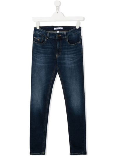Calvin Klein Teen Mid-rise Skinny Jeans In Blue