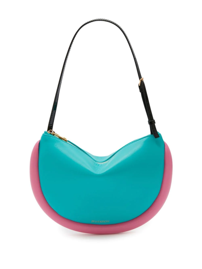 Jw Anderson Bumper-moon Leather Shoulder Bag In Turquoise Pink