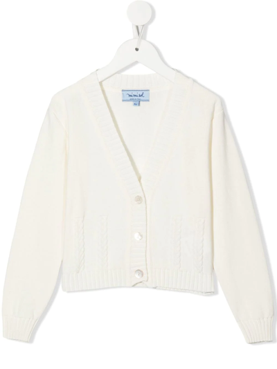 Mimi Kids' Cable-knit Cardigan In White