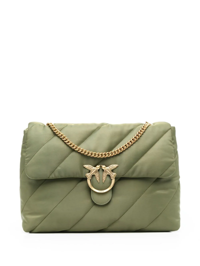 Pinko Love Quilted Shoulder Bag In Green