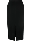 Pinko Jupe Longue Fendue En Denim Noir In Black