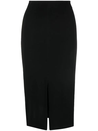 Pinko Split Front Midi Skirt In Black