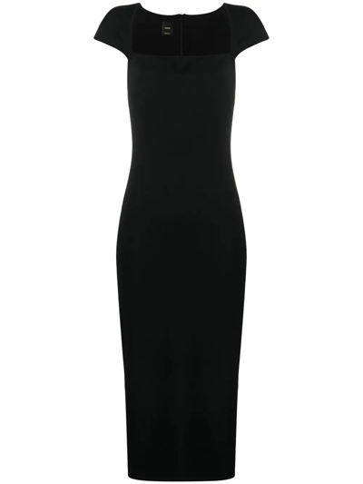 Pinko Square-neck Midi Dress In Black
