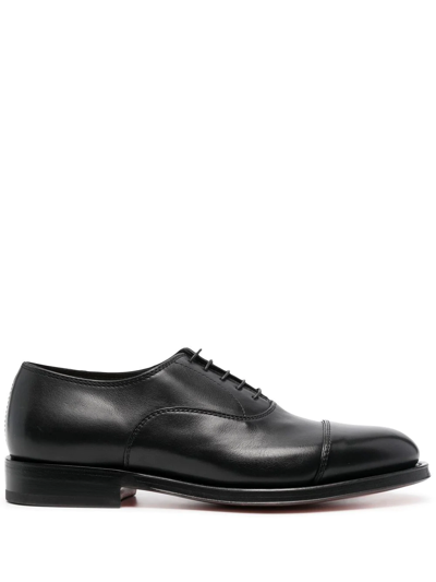 Santoni Almond-toe Leather Oxford Shoes In Brown