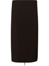 Jean Paul Gaultier X Lotta Volkova Brown Pinstripe Wool Midi Skirt In Black