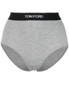 Tom Ford Logo-waist Briefs In Grey