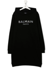 BALMAIN TEEN LOGO-PRINT HOODIE DRESS