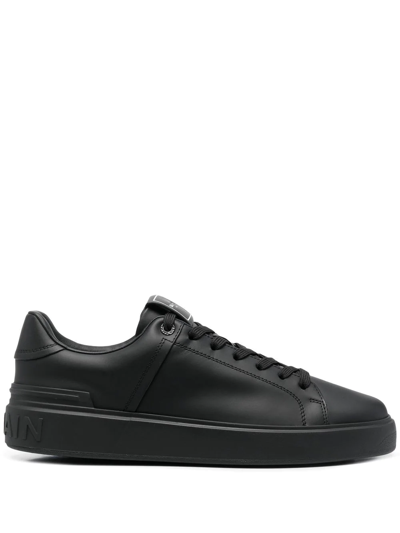 Balmain B-court Leather Sneakers In Black