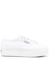 Superga 40mm Carodaur Platform Leather Sneakers In White