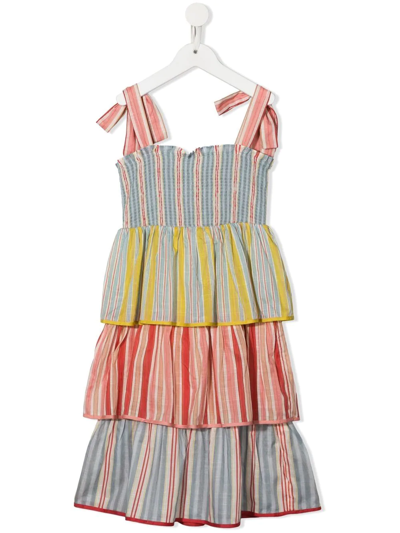 Zimmermann Kids' Little Girl's & Girl's Pattie Shirred Tiered Dress In Multi Stripe