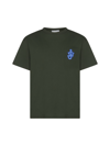 Jw Anderson Crewneck Anchor Patch Cotton Jersey T-shirt In Bottle Green