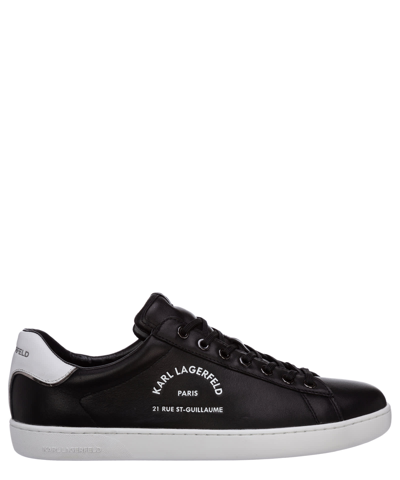 Karl Lagerfeld Rue St Guillaume Leather Sneakers In Black