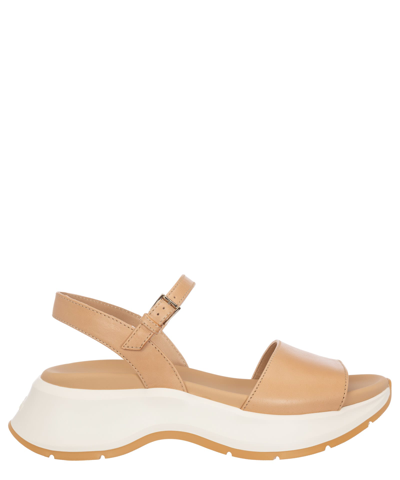 Hogan H598 Leather Platform Sandals In Beige