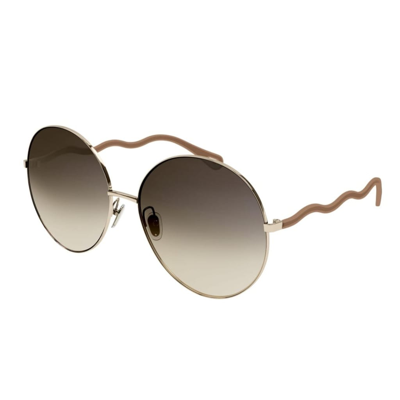Chloé Ch0055s002 Sunglasses In Oro Lenti Marroni Degradanti
