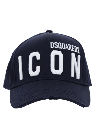 Dsquared2 Icon Cotton Hat In Blu