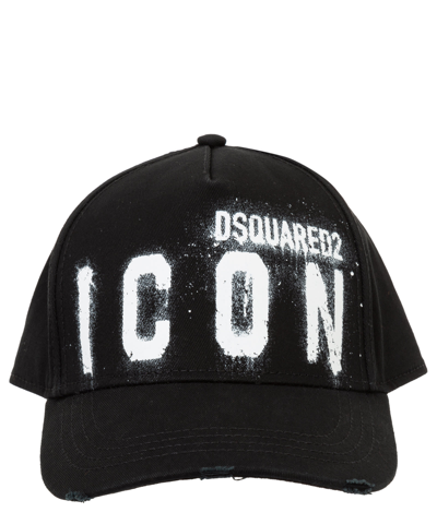 Dsquared2 Icon Spray Cotton Hat In Black