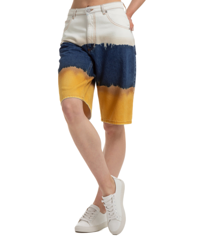 Alberta Ferretti Tri-coloured Cotton Shorts In Yellow