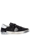 Philippe Model Logo-patch Lace-up Low-top Sneakers In Noir - Argent