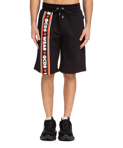 Gcds Cute Tape Logo Drawstring Shorts In Black