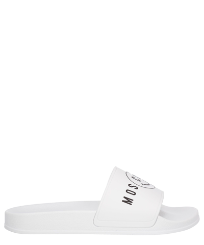 Moschino X Smiley Slides In White