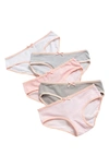 Nordstrom Rack Kids' Hipster Cut Panties In Pink Dot- Grey Pack