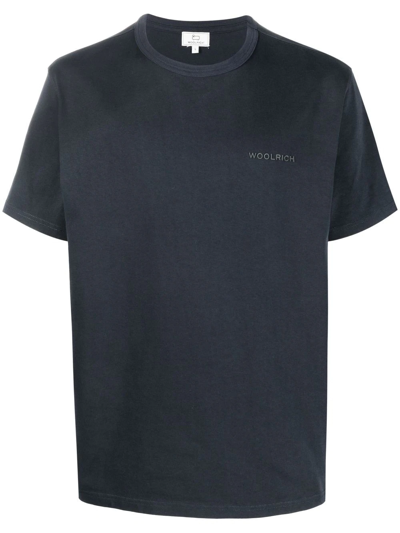 Woolrich Graphic-print Logo T-shirt In Blue