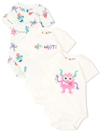 OFF-WHITE CARTOON-PRINT THREE-PACK BABYGROWS