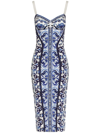Dolce & Gabbana Majolica-print Bustier Dress In Blue