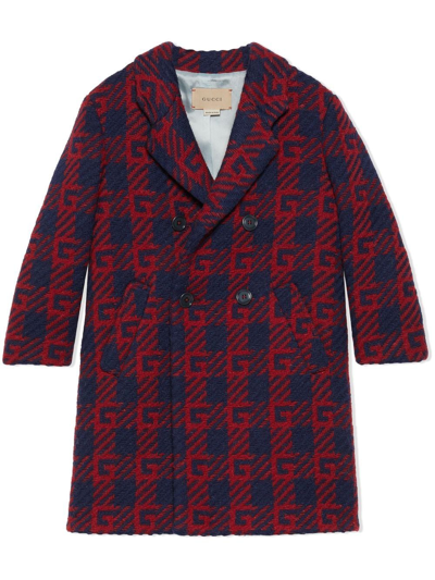 Gucci Kids Wool-blend Square G Coat (4-12 Years) In Blue