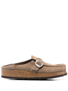 BIRKENSTOCK BUCKLE-FASTENED SUEDE MULES