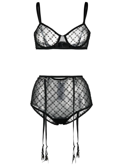 GUCCI GG-EMBROIDERED LINGERIE SET