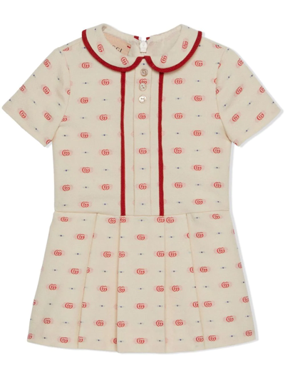 Gucci Babies' Intarsia-knit Short-sleeve Dress In Pink