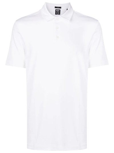 Hugo Boss Logo-print Organic Cotton Polo Shirt In White