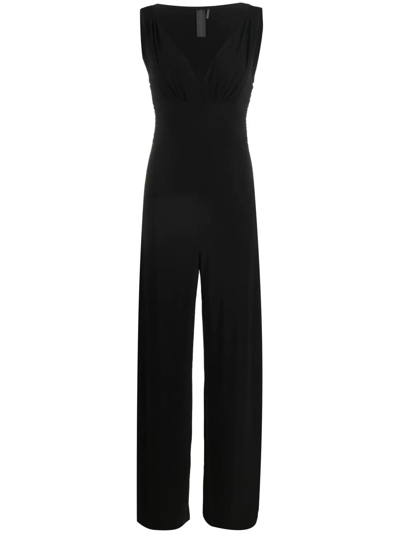 Norma Kamali Navy Blue Navy Blue V Neck Jumpsuit In Black