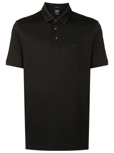 Hugo Boss Logo-print Short-sleeve Polo Shirt In Black