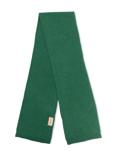Gucci Kids' Jacquard-logo Knit Scarf In Green