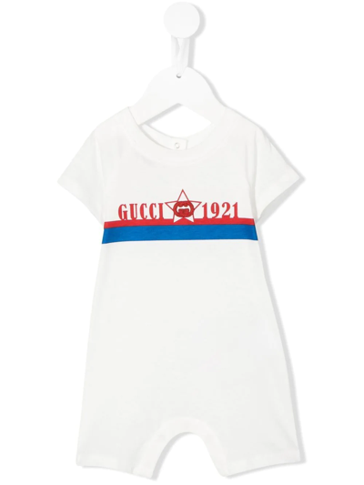 Gucci Babies' Logo-print Short-sleeve Romper In White