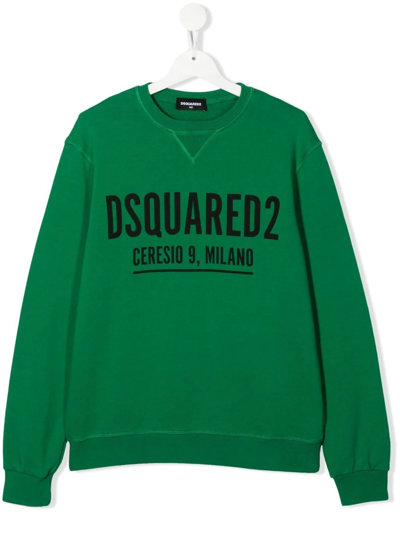 Dsquared2 Kids Green Logo-print Cotton Sweatshirt