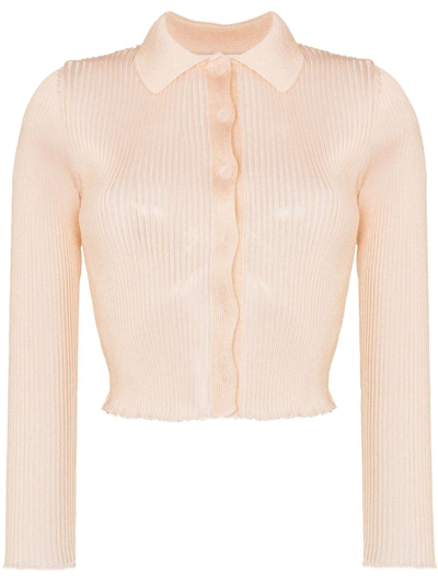 Our Legacy Mazzy Button-up Ribbed-knit Polo Top In Gold