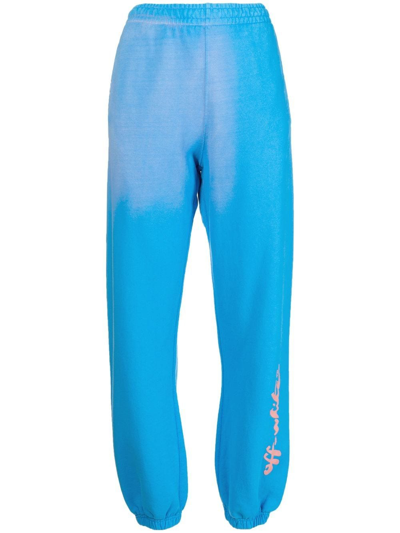 Off-white Painter Logo-print Track Pants In Blue Pink